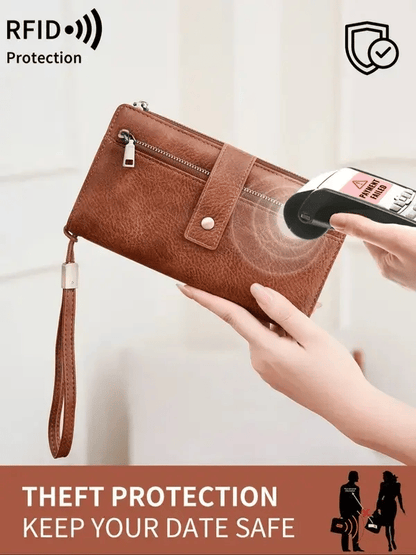 🔥Hot Sale 49% OFF🔥Women's long wallet, stylish clutch, elegant solid color RFID blocking leather wallet