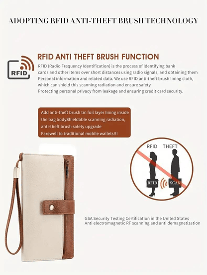 🔥Hot Sale 49% OFF🔥Women's long wallet, stylish clutch, elegant solid color RFID blocking leather wallet