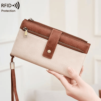 🔥Hot Sale 49% OFF🔥Women's long wallet, stylish clutch, elegant solid color RFID blocking leather wallet