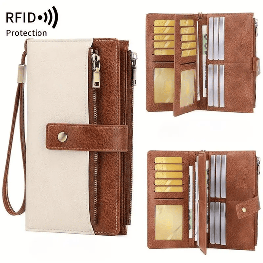 🔥Hot Sale 49% OFF🔥Women's long wallet, stylish clutch, elegant solid color RFID blocking leather wallet