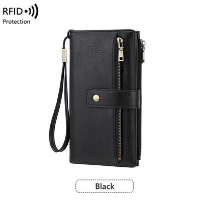 🔥Hot Sale 49% OFF🔥Women's long wallet, stylish clutch, elegant solid color RFID blocking leather wallet