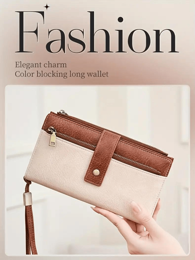 🔥Hot Sale 49% OFF🔥Women's long wallet, stylish clutch, elegant solid color RFID blocking leather wallet