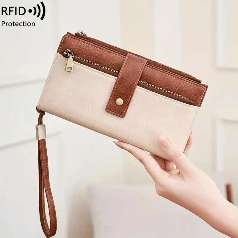 🔥Hot Sale 49% OFF🔥Women's long wallet, stylish clutch, elegant solid color RFID blocking leather wallet