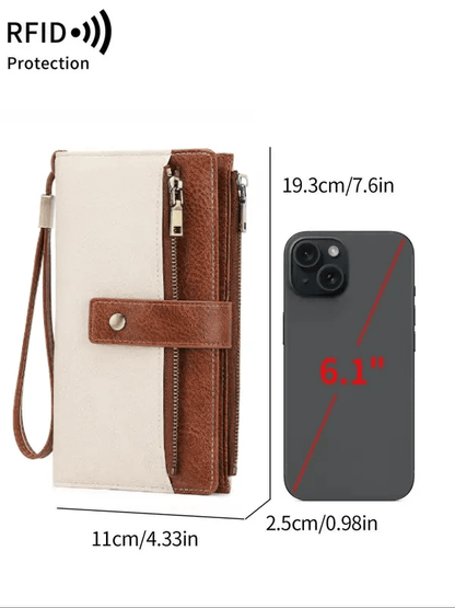 🔥Hot Sale 49% OFF🔥Women's long wallet, stylish clutch, elegant solid color RFID blocking leather wallet