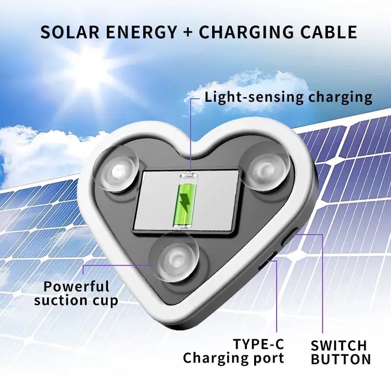 🔥Last Day 49% OFF - Solar Powered Wireless LED Heart Shape C-Pillar Neon Light