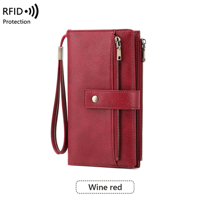 🔥Hot Sale 49% OFF🔥Women's long wallet, stylish clutch, elegant solid color RFID blocking leather wallet